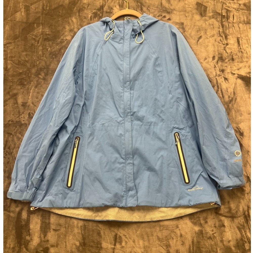 Eddie Bauer WeatherEdge 365 Jacket Womens 2XL Blue Ripstop Lined Hooded Full Zip
